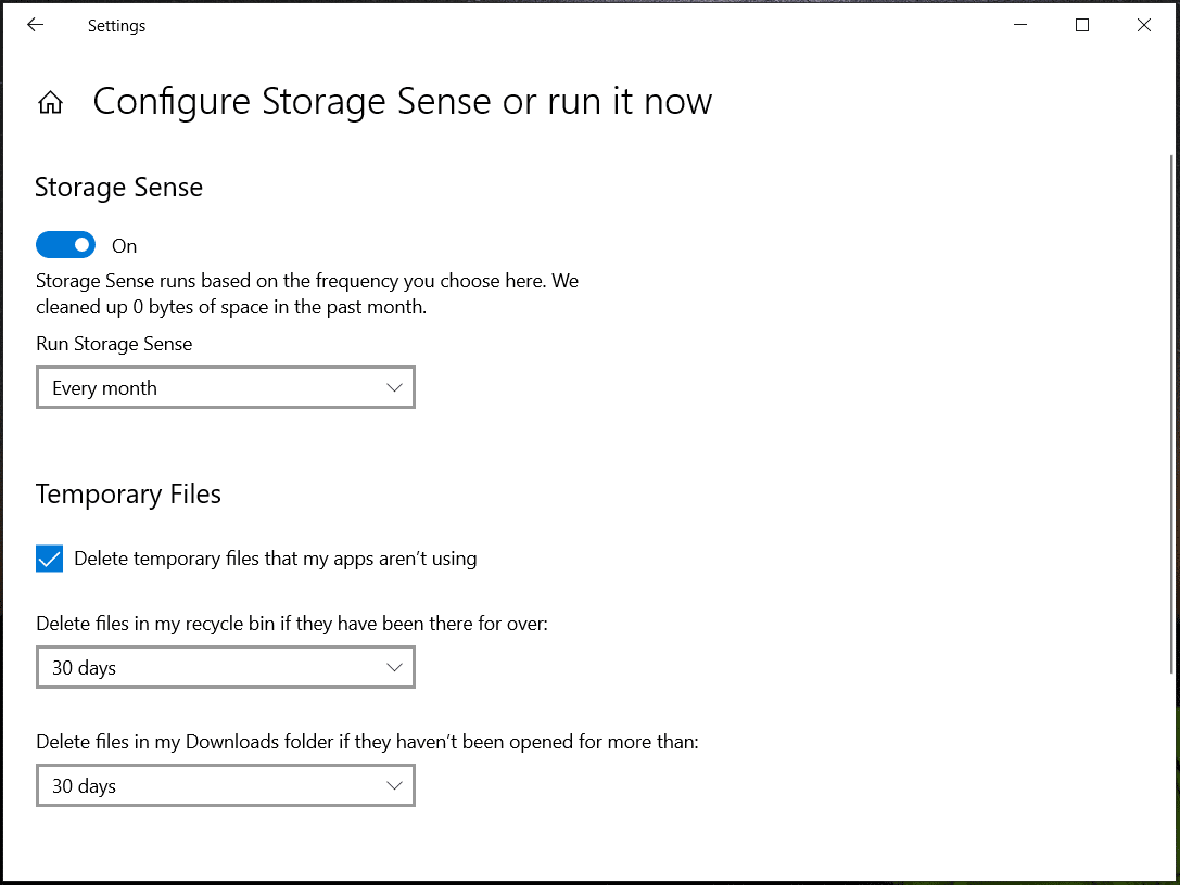 configure Storage Sense