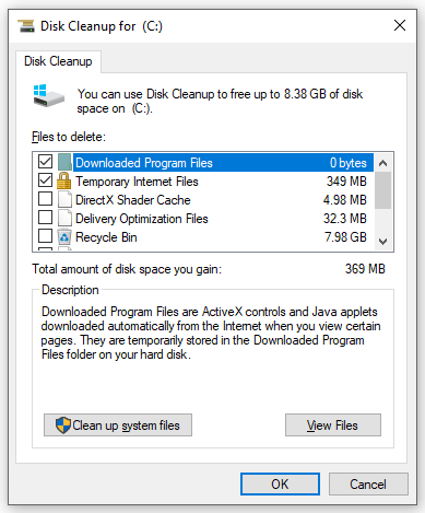 tick the file types you want to delete