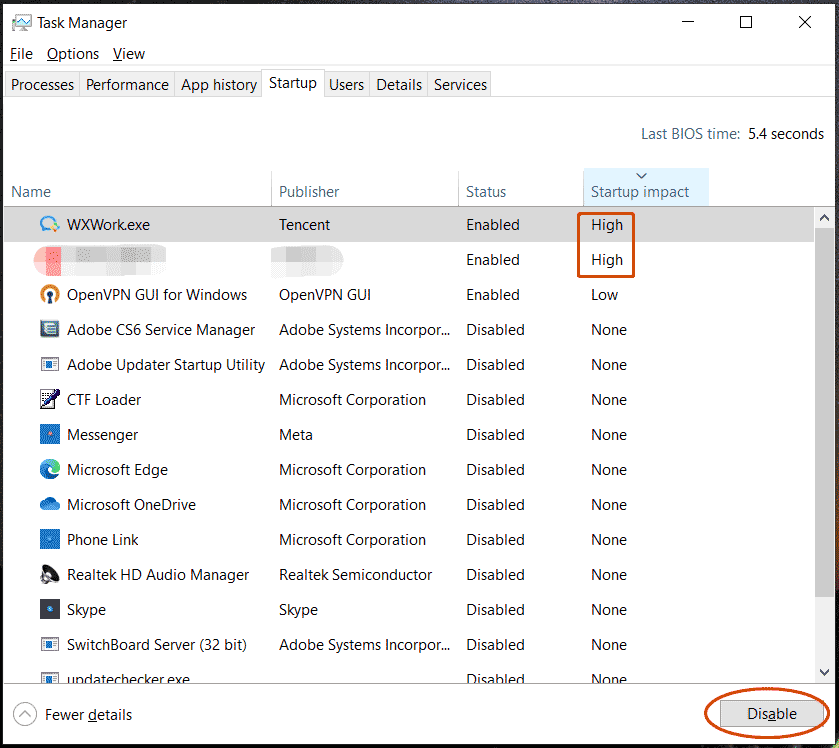 disable startup apps in task manager