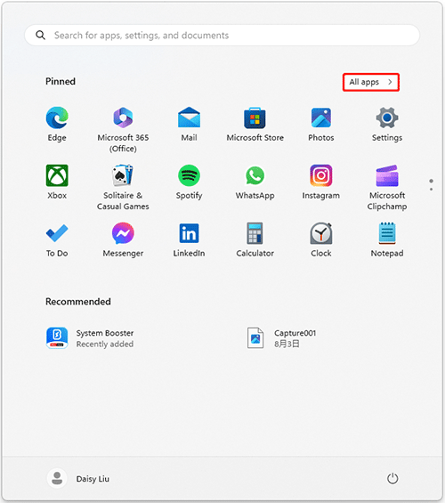click the All apps option