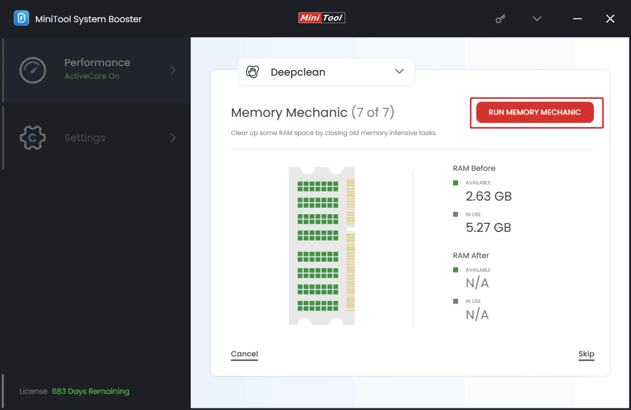 memory mechanic in system booster