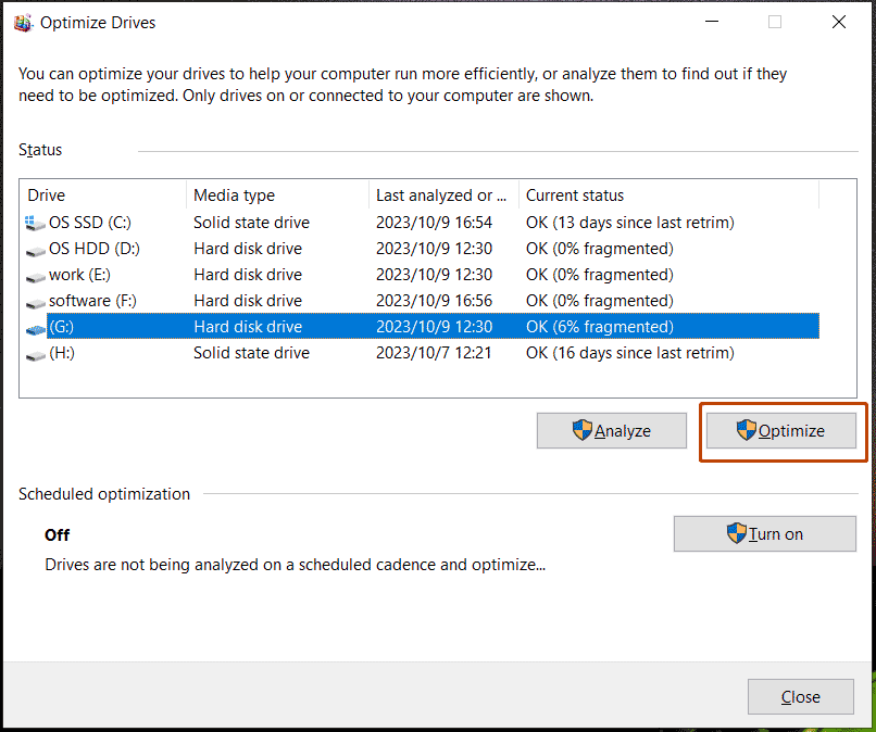 disk defrag