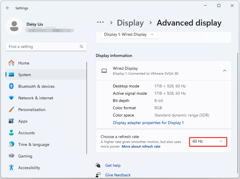 choose a refresh rate