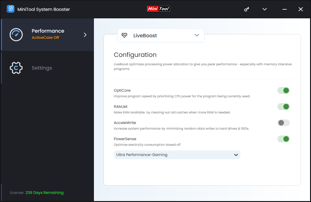 toggle on RAMJet