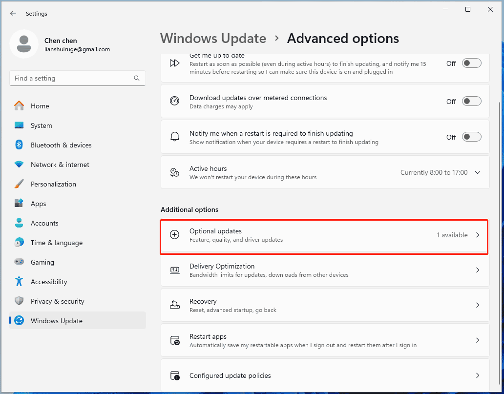 Windows 11 optional updates