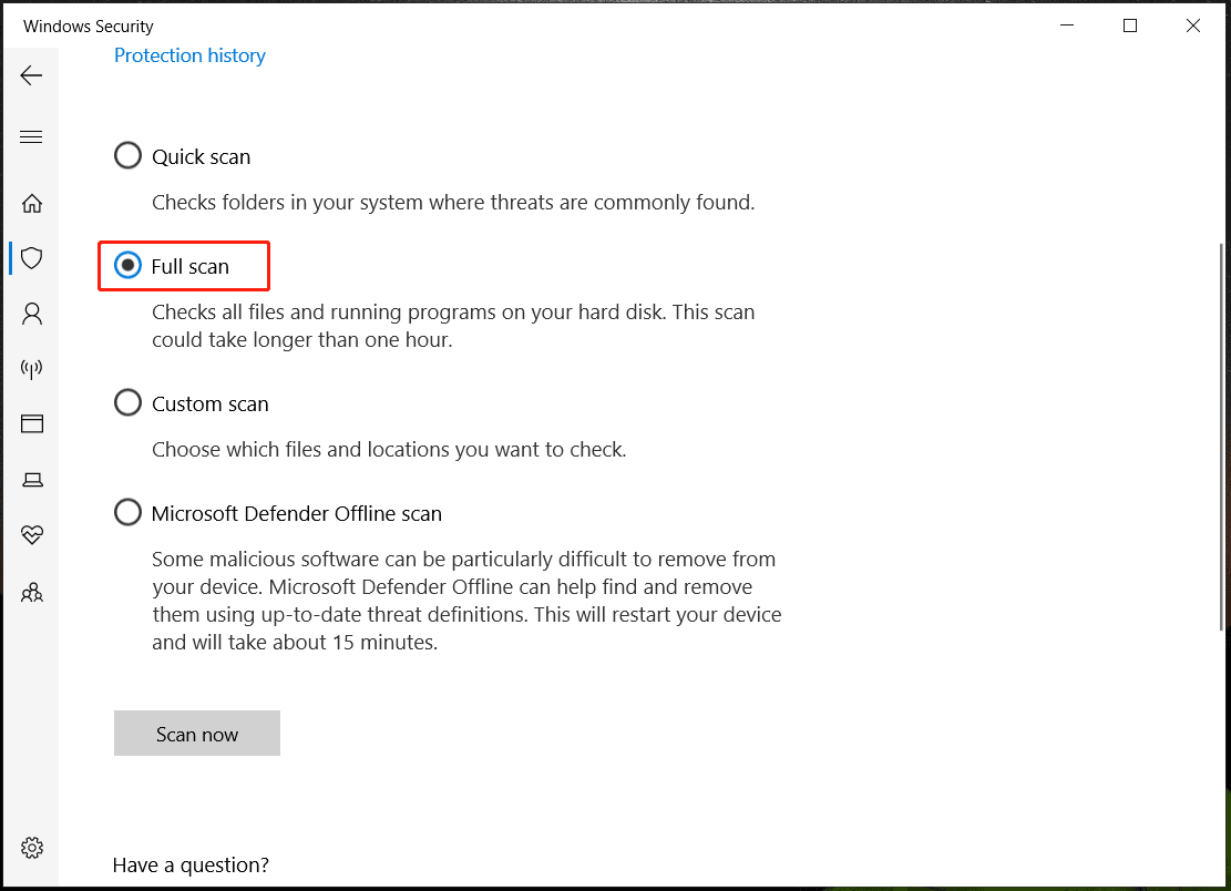 Windows Security full scan