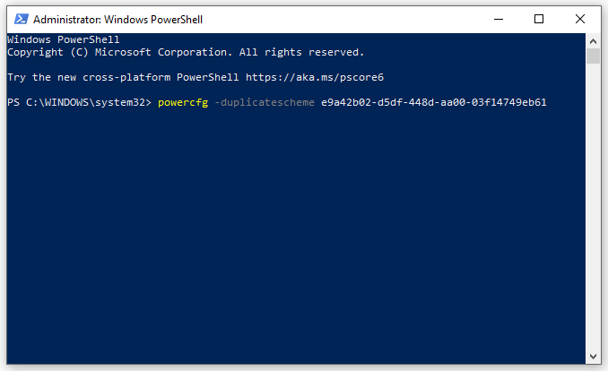 enable Ultimate Performance via Windows PowerShell