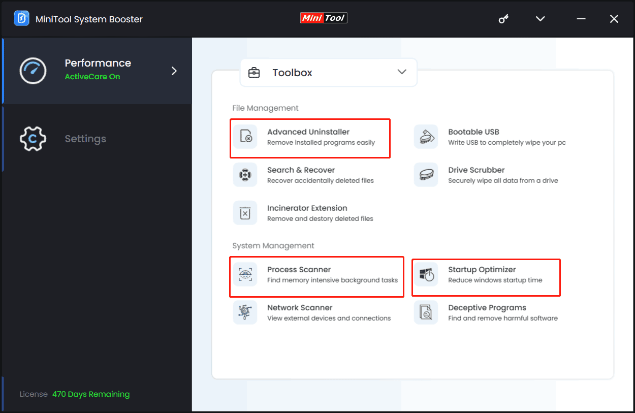 MiniTool System Booster Toolbox