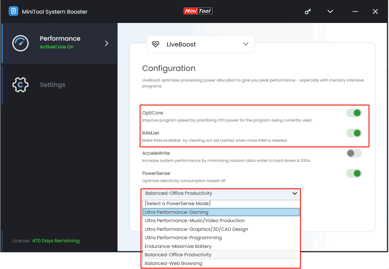 MiniTool System Booster LiveBoost