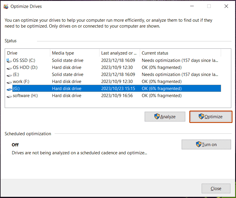 disk defrag