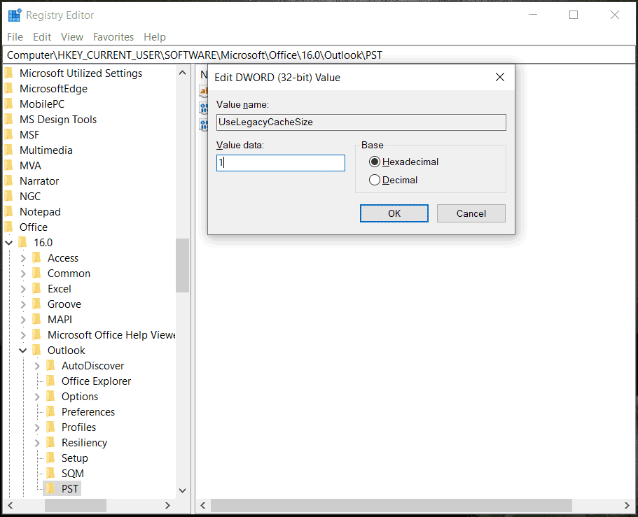 reduce memory cache size for each PST file