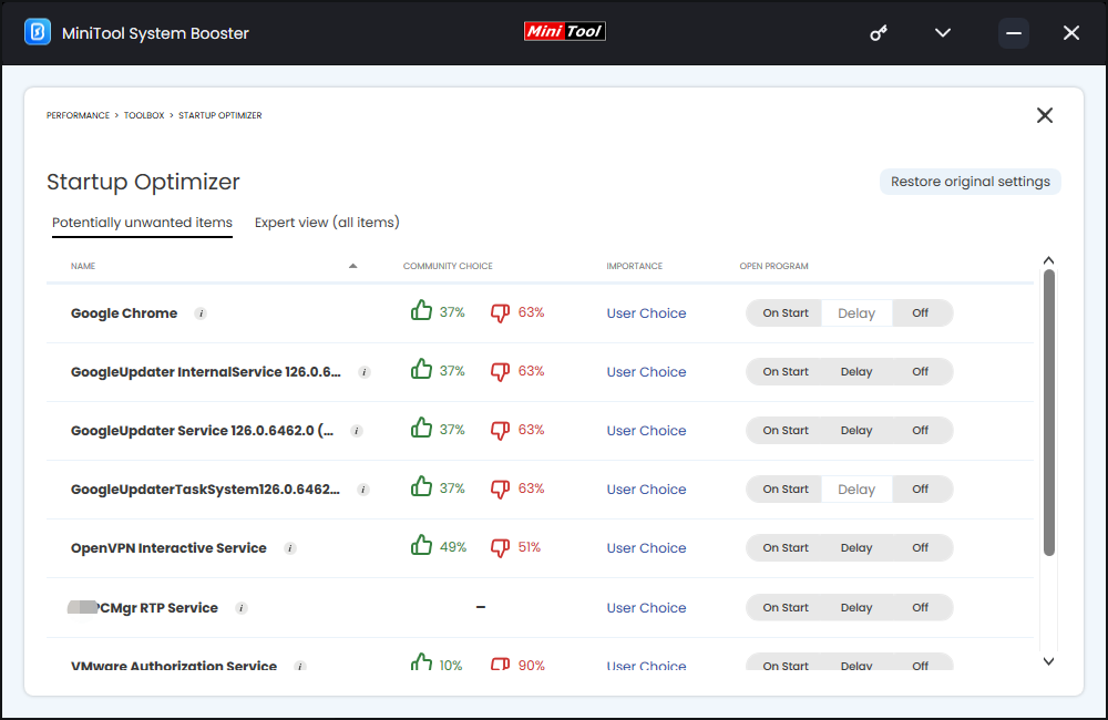 delay or disable some startup programs