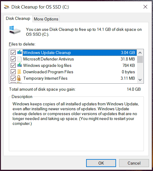 Disk Cleanup delete files