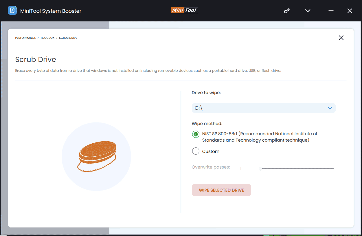 scrub drive with MiniTool System Booster