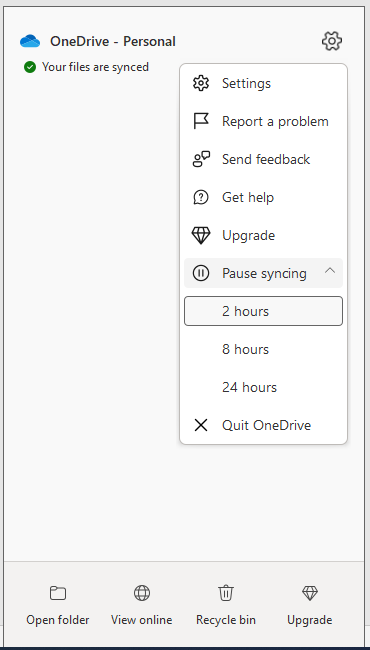 pause OneDrive