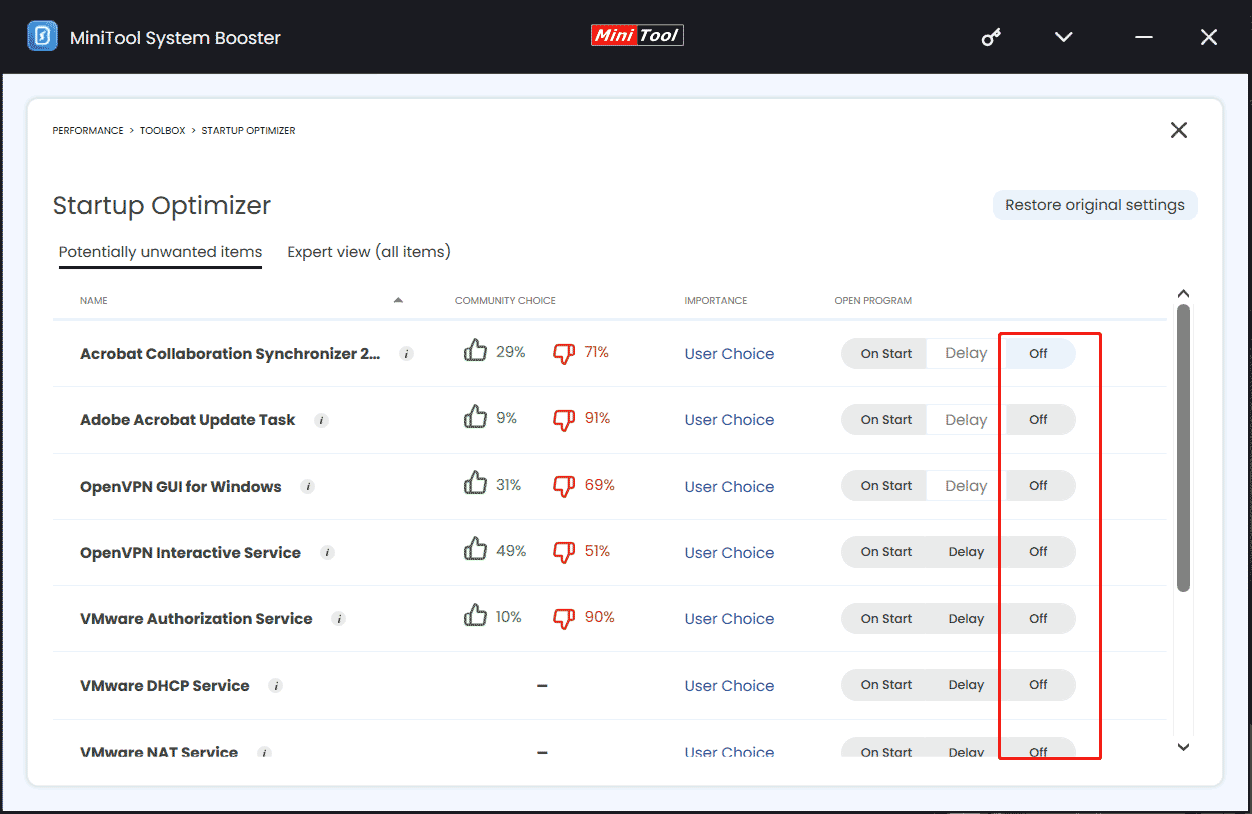 startup optimizer to disable startup items