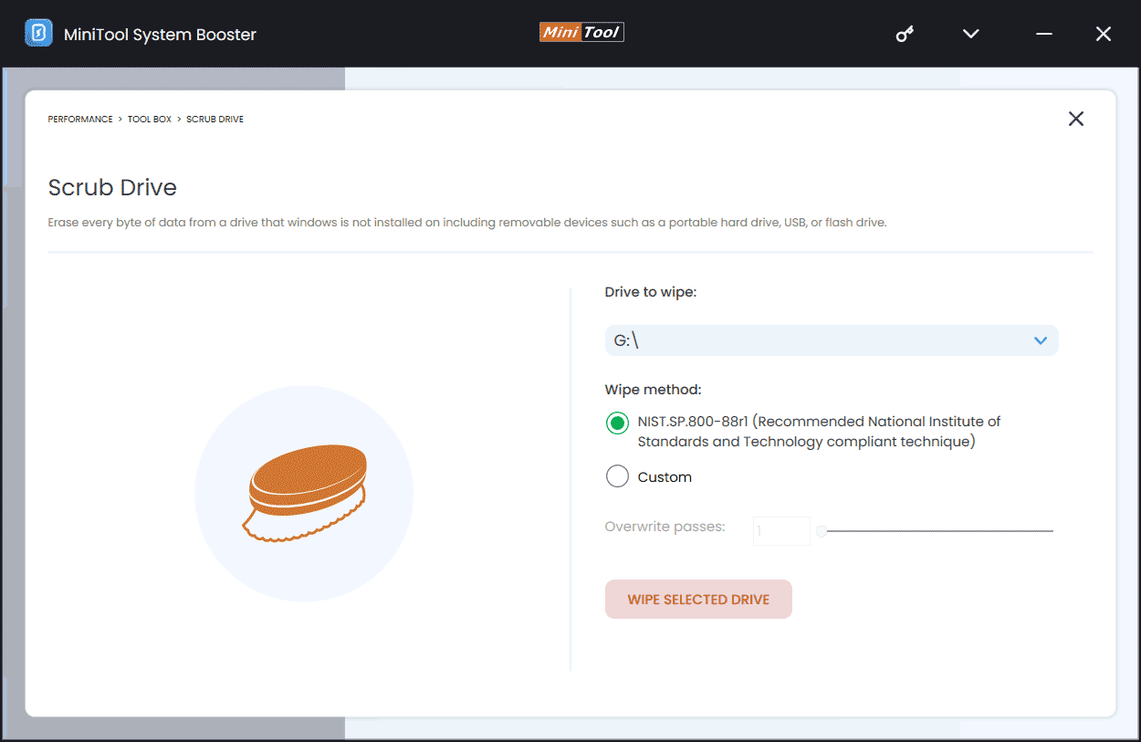 scrub drive with MiniTool System Booster