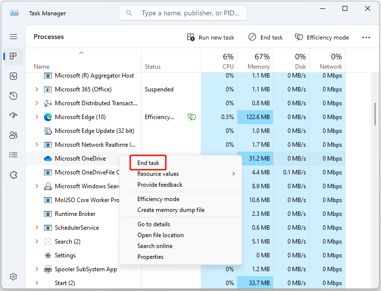 end task in Task Manager