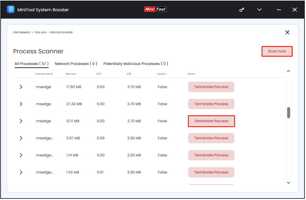 click the Terminate Process button