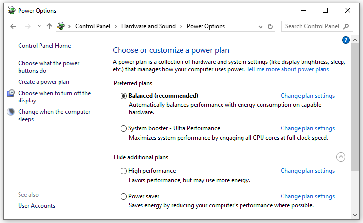 choose a power mode