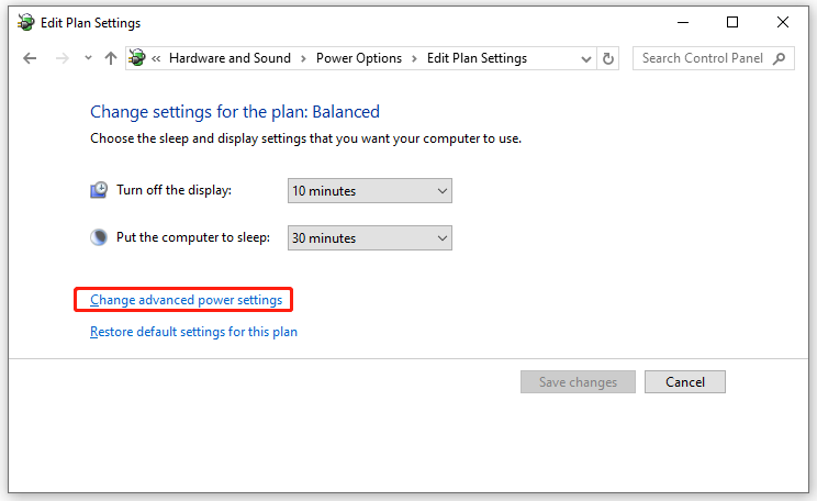 hit Change advanced power settings