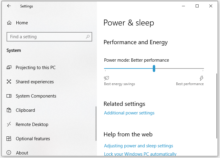 hit Additional power settings