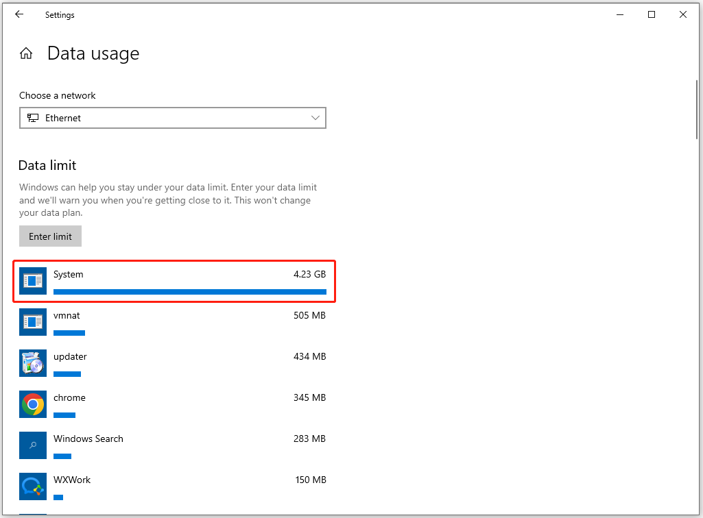 check the system data usage