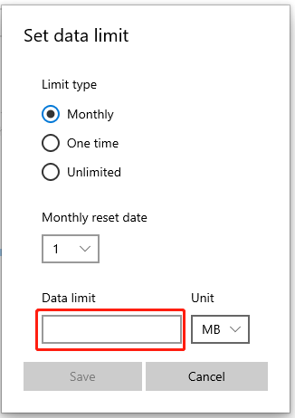 set data limit