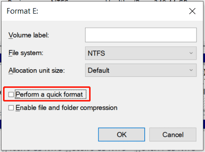 full format in Disk Management