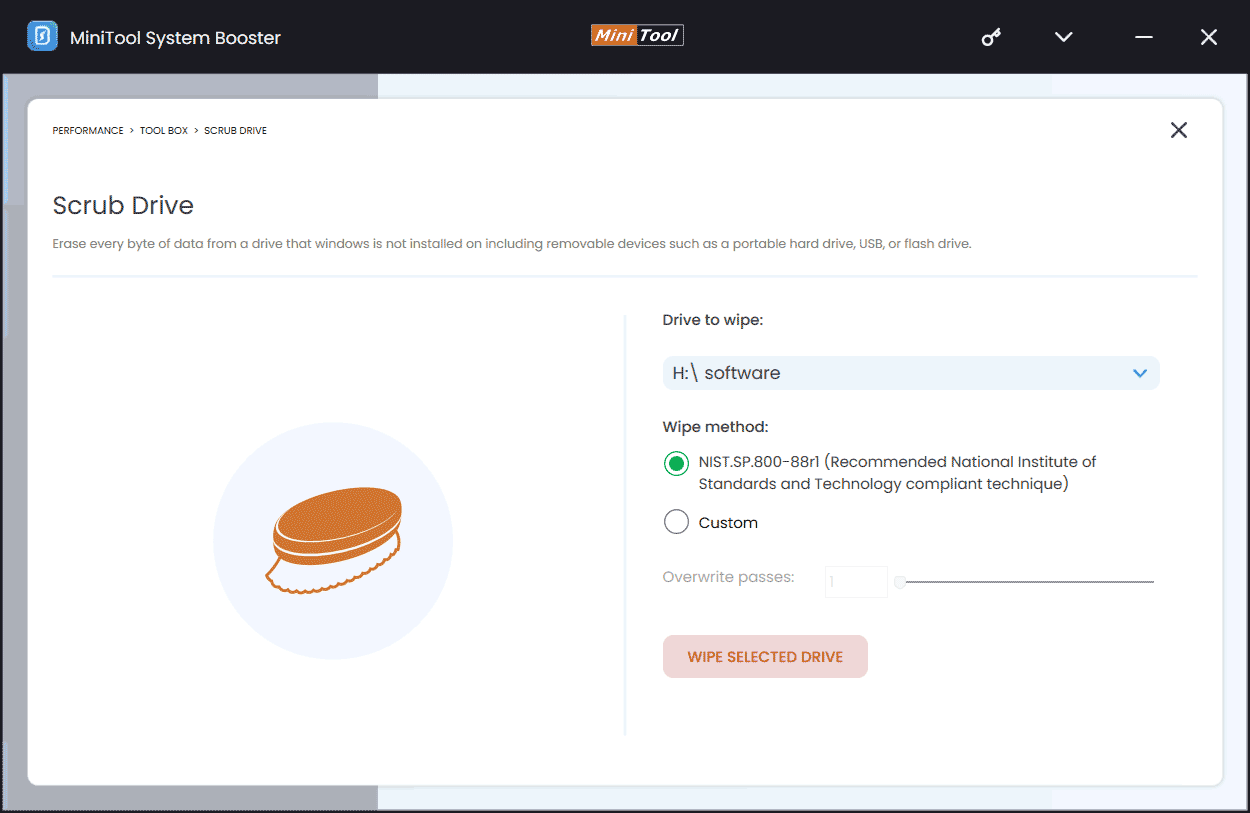 scrub drive in MiniTool System Booster