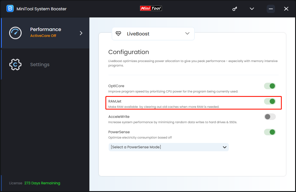 toggle on RAMJet 