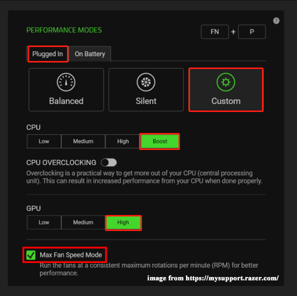 tick Max Fan Speed Mode