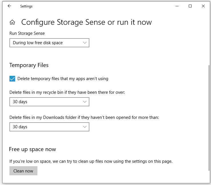 Configure Storage Sense