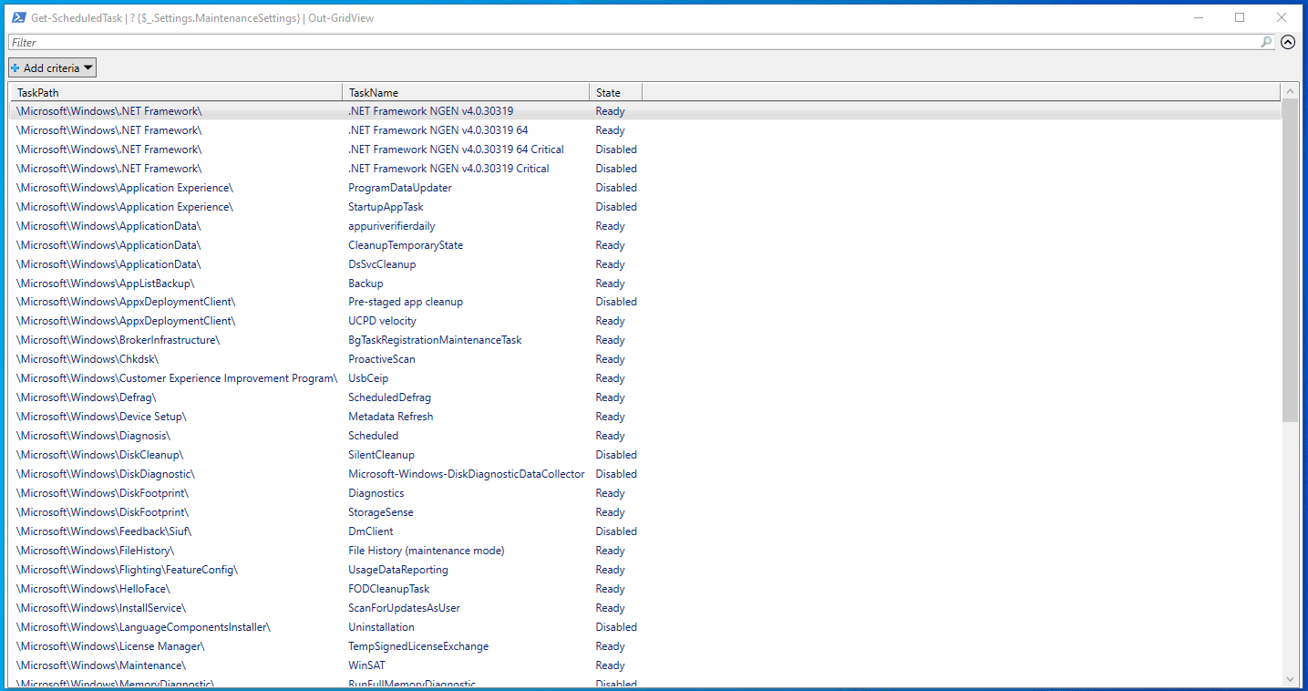 Automatic Maintenance tasks