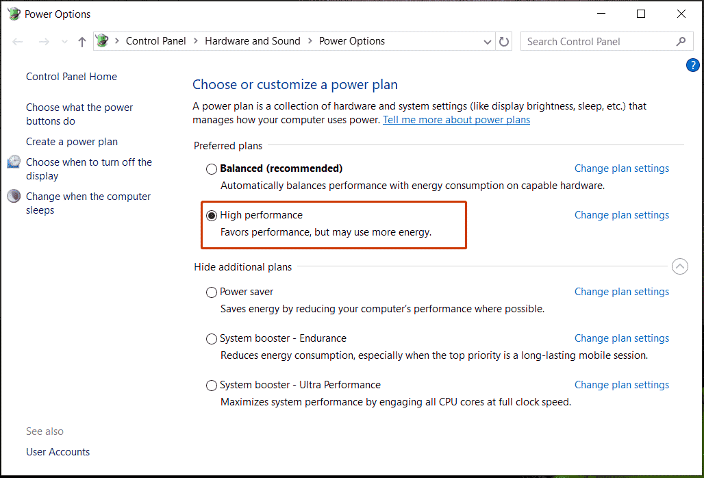 set power plan to high performance