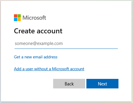 click Add a user without a Microsoft account