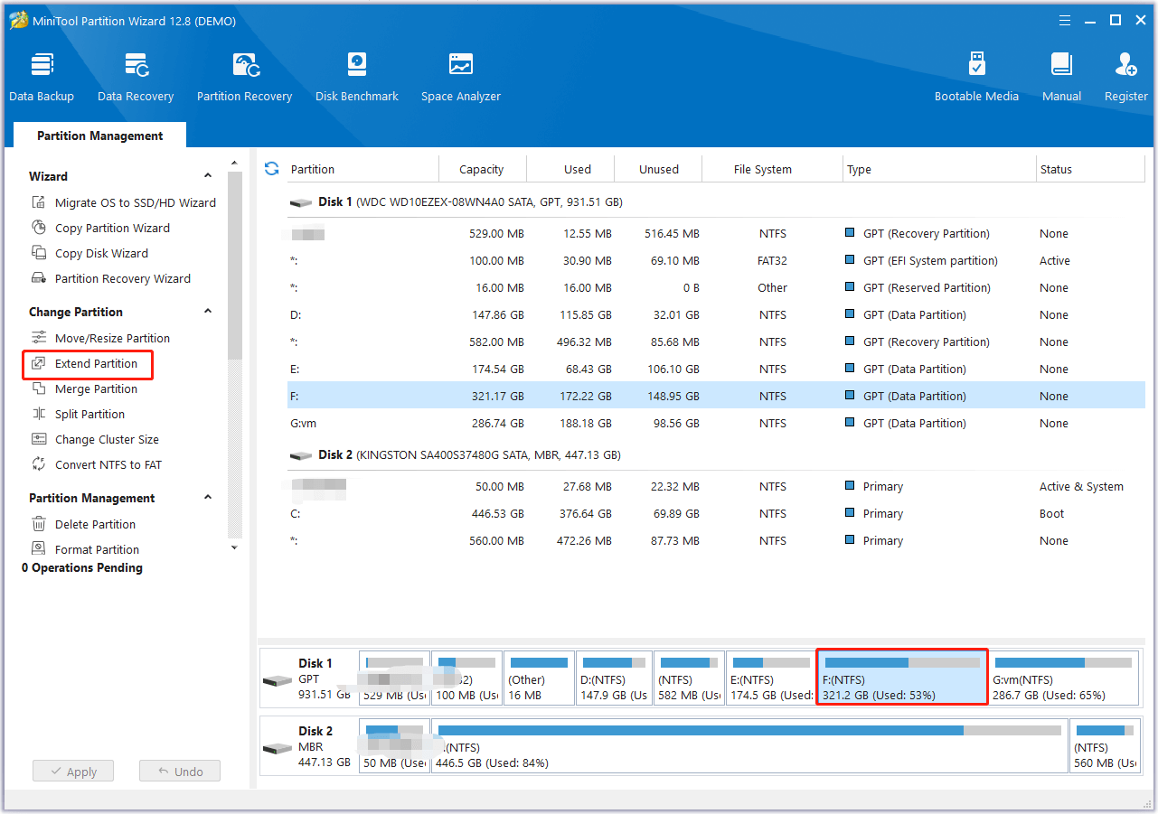 choose the target partition