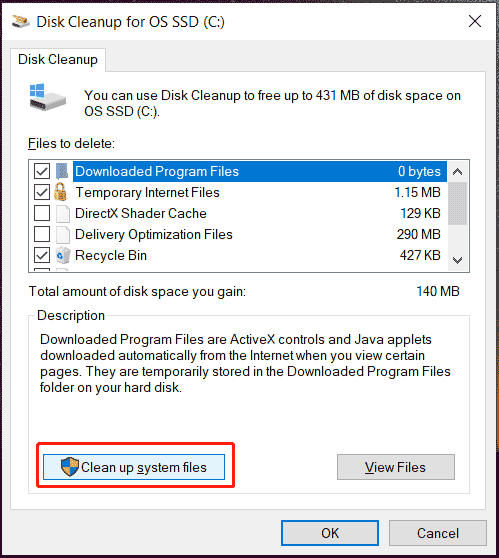 hit Clean up system files in Disk Cleanup