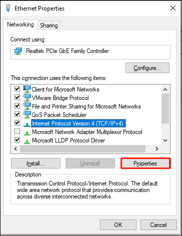 select Internet Protocol Version 4 (TCP/IPv4)