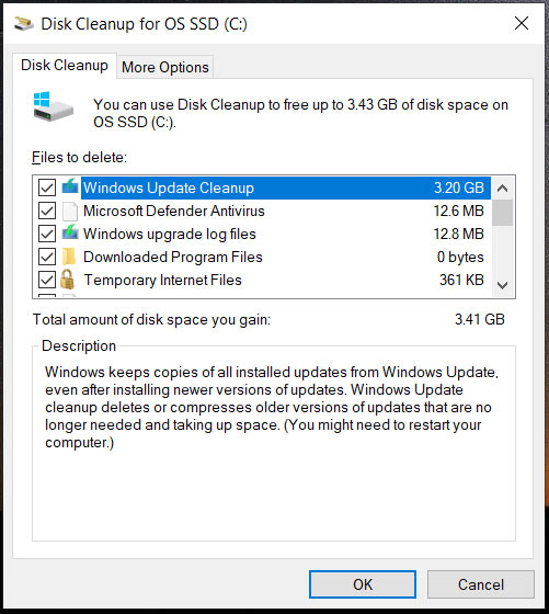 clean up system files with Disk Cleanup