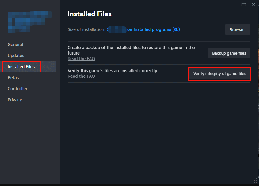 hit Verify integrity of game files to check game file integrity in Steam