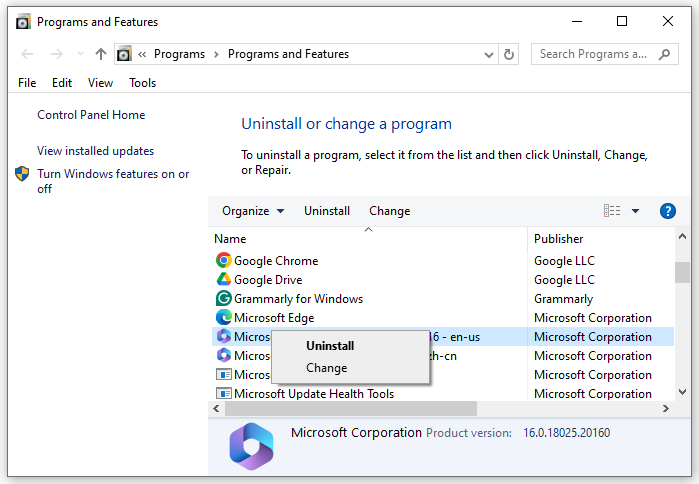 right-click on your Microsoft Office to hit Uninstall