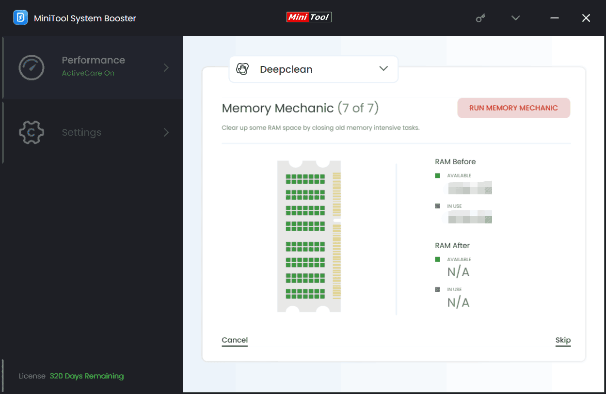 MiniTool System Booster Memory Mechanic