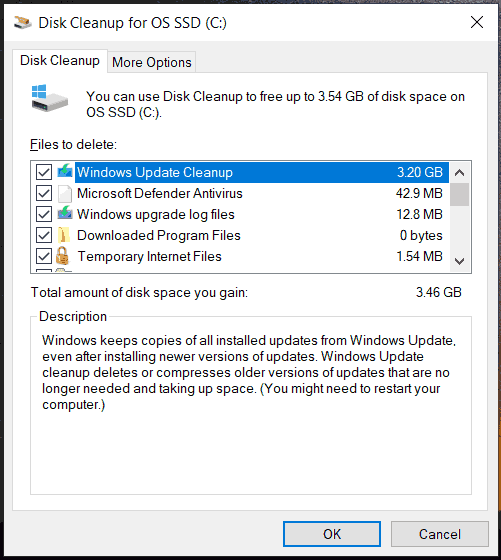 clean up system files with Disk Cleanup