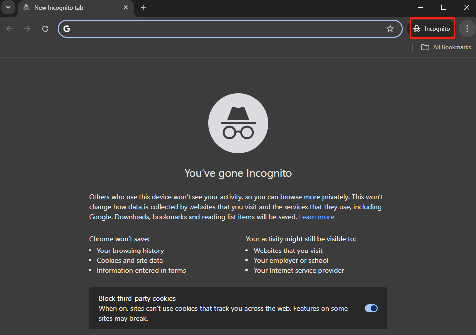 New incognito window