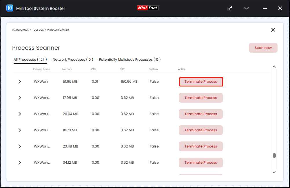 click on Terminate Process