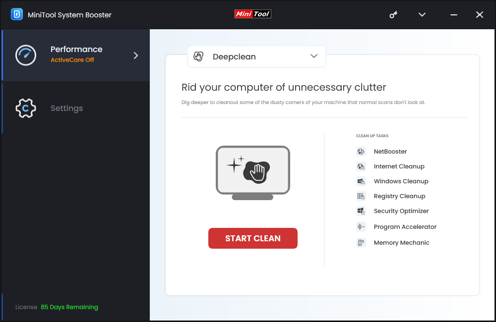 deeply clean your hard drive via MiniTool System Booster