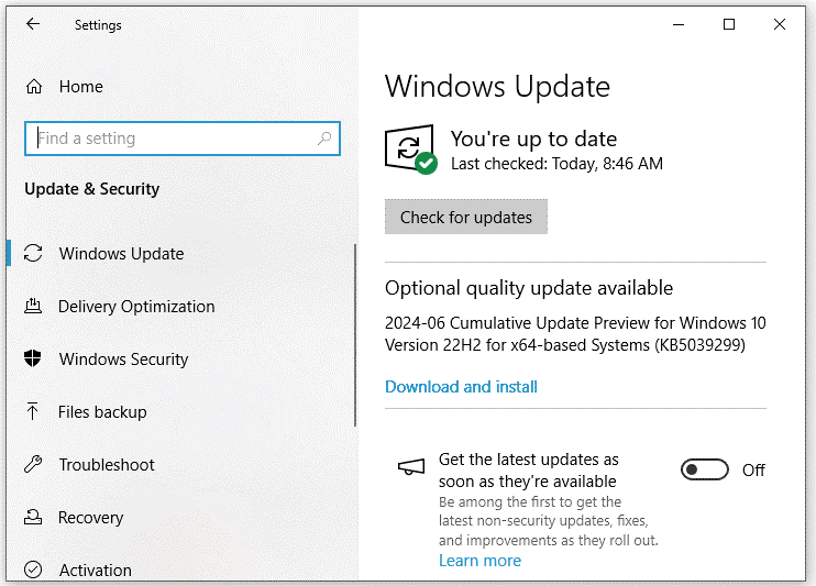 hit Check for updates in Windows Update