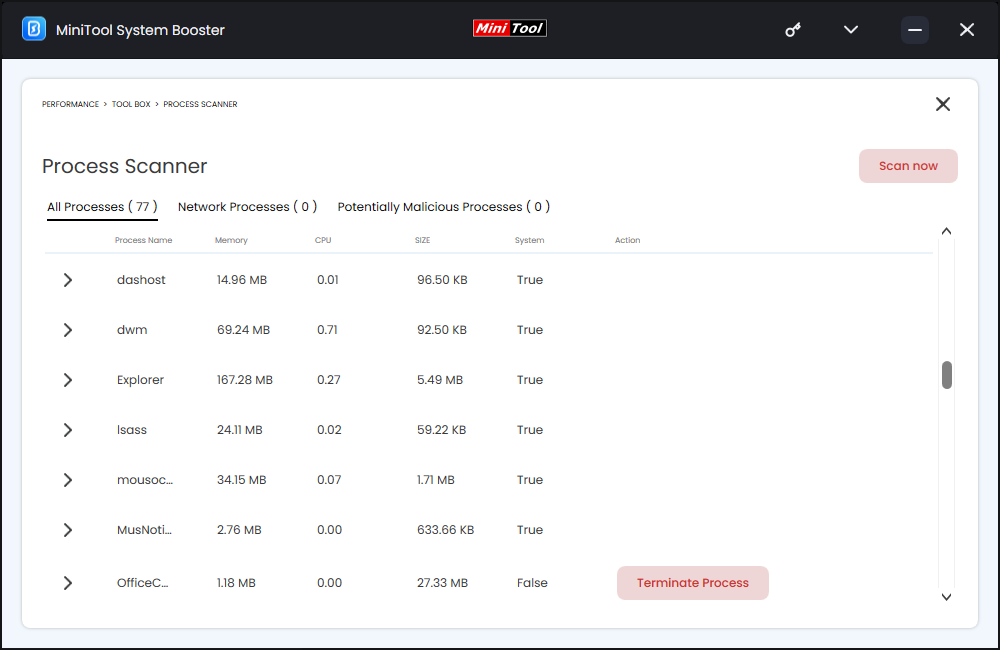 hit the Terminate Process button beside the resource-hogging processes