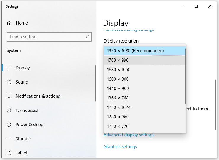 select a lower display resolution